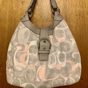 Gray and Pink Coach Purse and Wallet